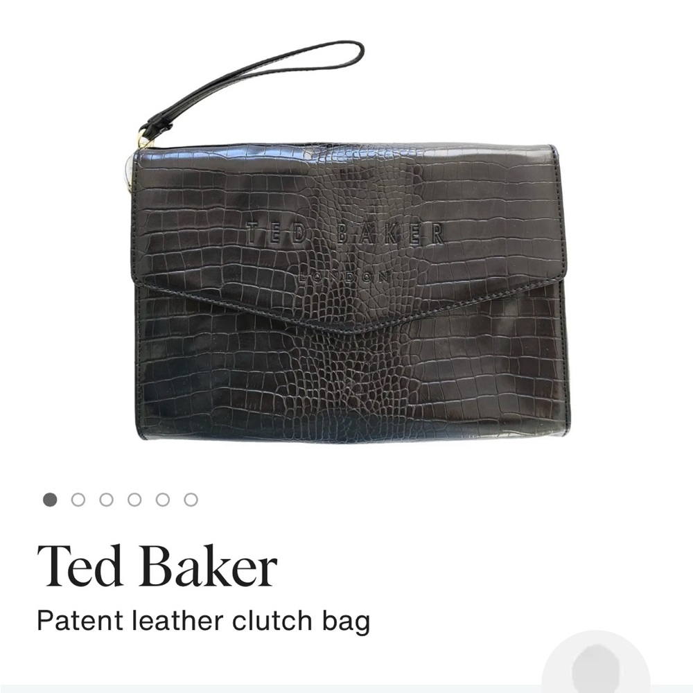 Ted Baker Croc-Embossed Black Leather Clutch